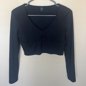 Shien black long sleeve crop top